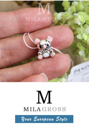 Шарм Пандора новая коллекция "Koala charm" (Розовоносая коала), серебро