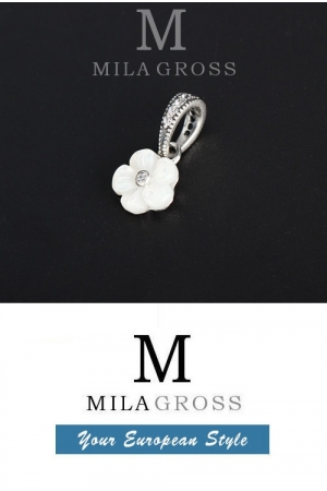 Подвеска "Жемчужный белый цветок" (Floral Mother Of Pearl), серебро