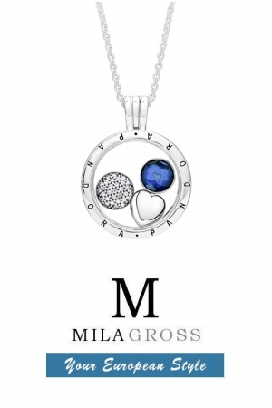 Средний медальон с петитами "Blue Droplet medallion" (серебро)