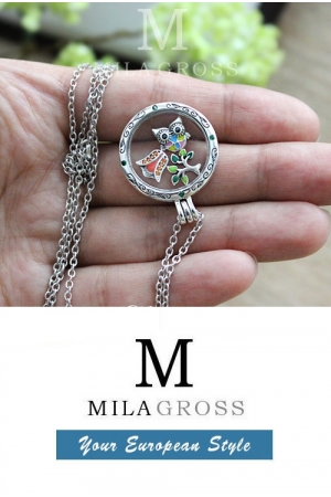 Большой серебряный медальон с мини элементами "Лесная сказка" (Forest Fairy Tail), серебро