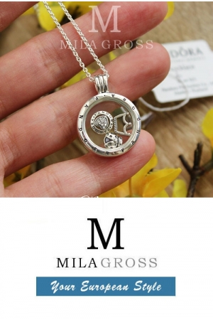 Среднее локет ожерелье "Божья Коровка" (Ladybug locket medallion), серебро