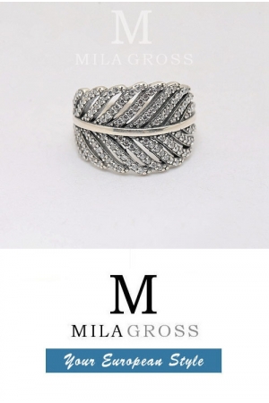 Серебряное кольцо "Перо" (Сверкающие перья, Feather Ring), серебро