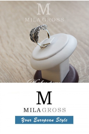 Серебряное кольцо "Перо" (Сверкающие перья, Feather Ring), серебро