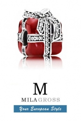 Шарм "Красный подарок" (серебро 925 пробы)