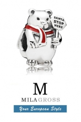 Шарм "Christmas Polar Bear" (Рождественский полярный мишка), серебро