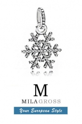 Шарм подвеска "Снежинка с камушками" (серебро), Горячая цена!